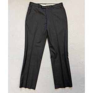 Z Zegna Dress Pants Mens 32R Charcoal Grey Wool Blend Flat Front Trousers Italy